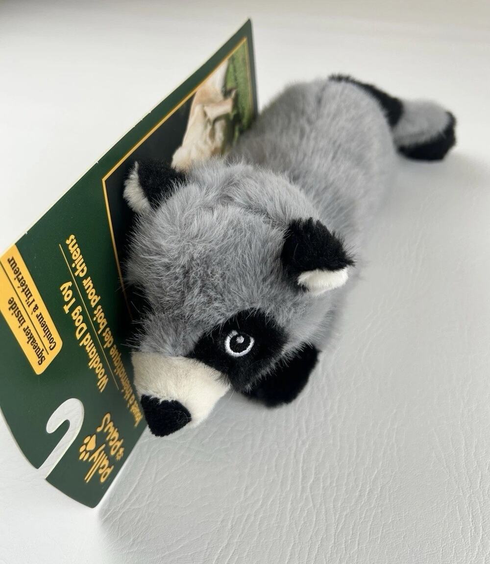 Pally Paws Raccoon Squeaky Dog Toy Plush Woodland Stuffed Pet Chew Toy 11”